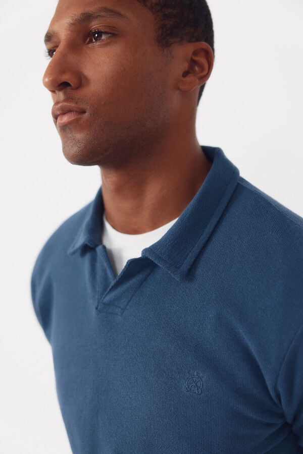 Cortefiel Polo estructura manga larga Azul oscuro