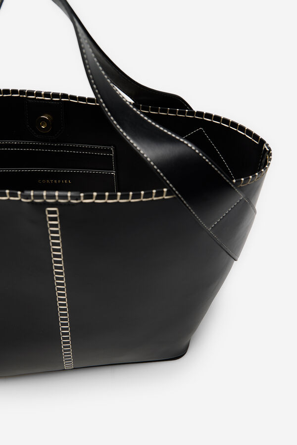 Cortefiel Bolsa de playa con pespuntes Negro