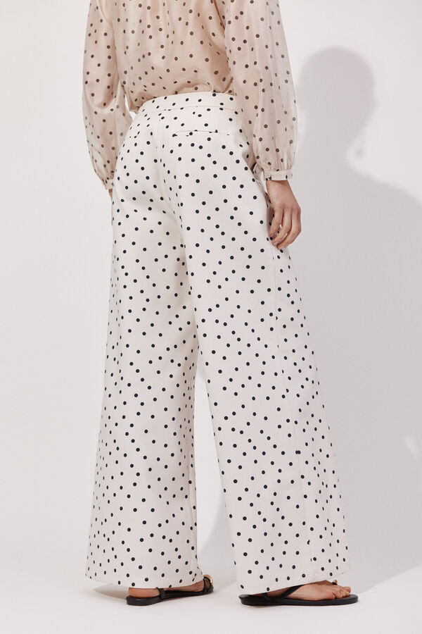 Cortefiel Pantal&oacute;n palazzo de puntos Estampado blanco