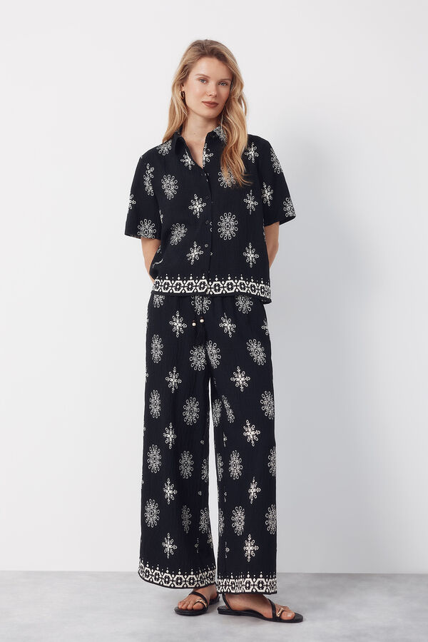 Cortefiel Pantal&oacute;n estampado Estampado azul