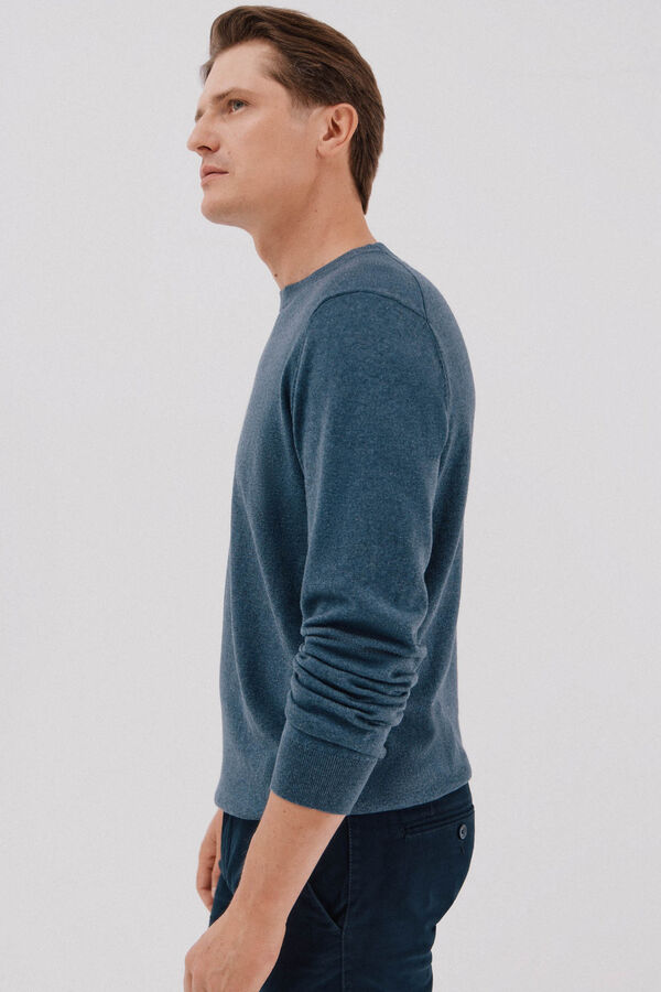 Cortefiel Su&eacute;ter algod&oacute;n cashmere cuello redondo ajustado Azul oscuro