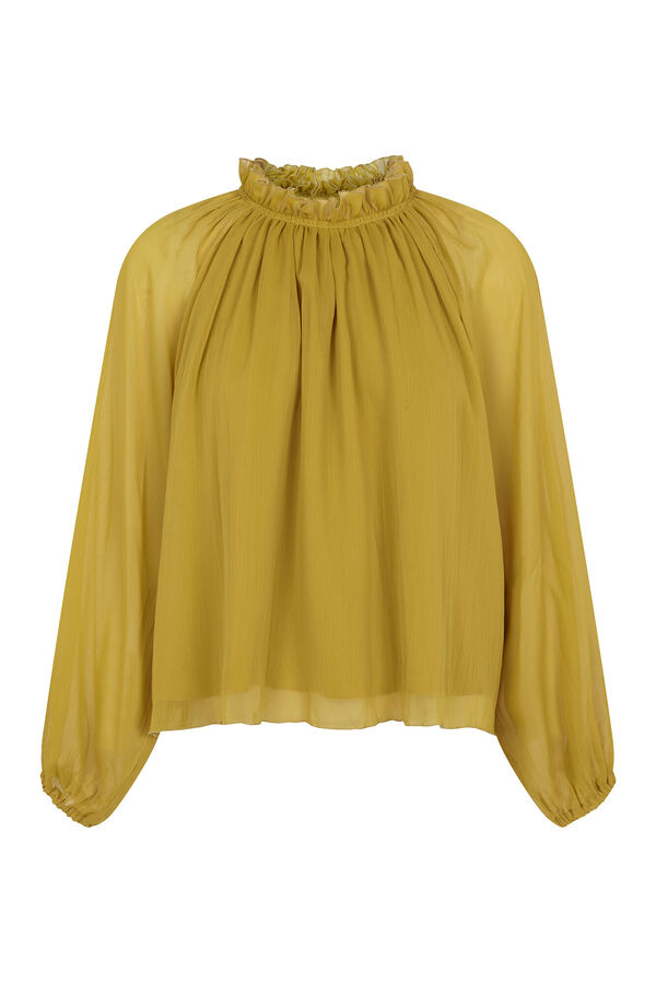 Cortefiel Blusa fluida con frunces Amarillo