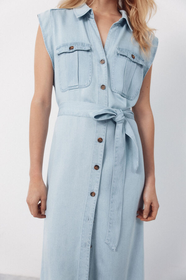 Cortefiel Vestido cargo de tencel Azul marino