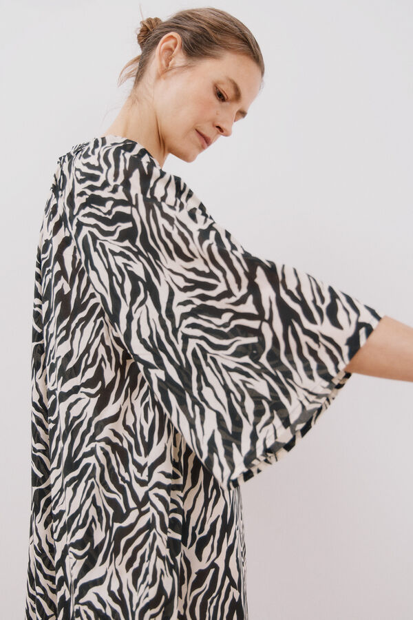 Cortefiel Caft&aacute;n largo estampado Estampado blanco