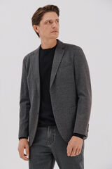 Cortefiel Blazer de punto pata de gallo Gris oscuro