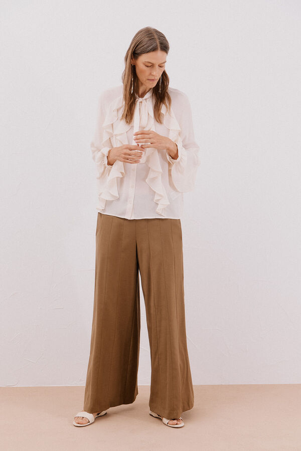Cortefiel Blusa con volante delantero Marfil