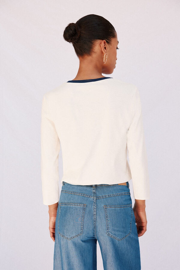 Cortefiel Playera b&aacute;sica Marfil