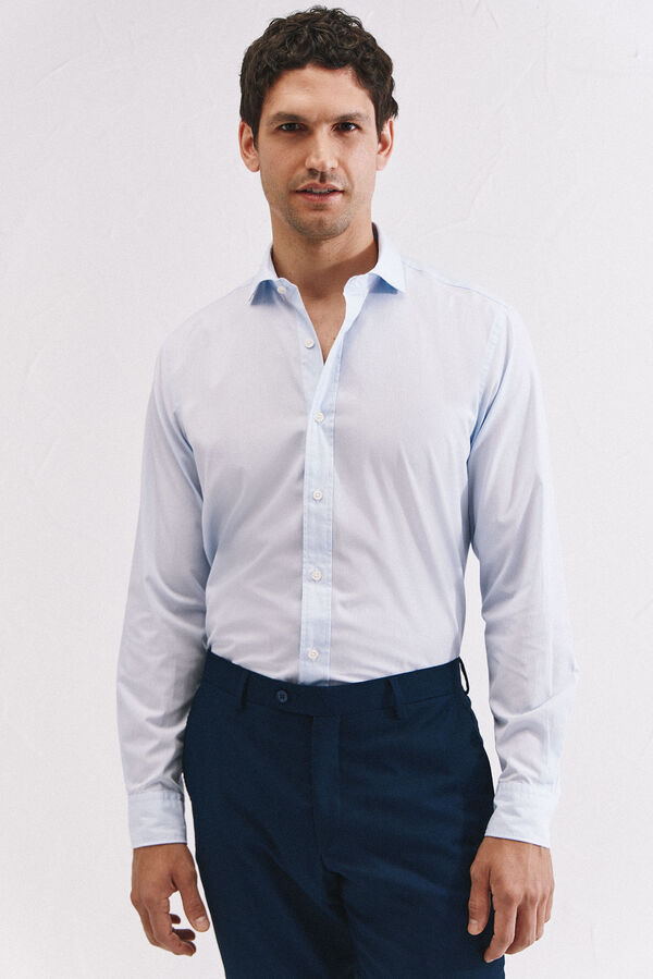 Cortefiel Camisa rayas algod&oacute;n Azul oscuro