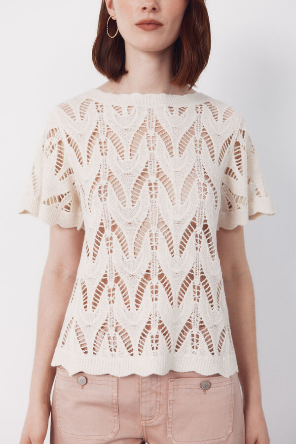 Cortefiel Top de crochet Blanco