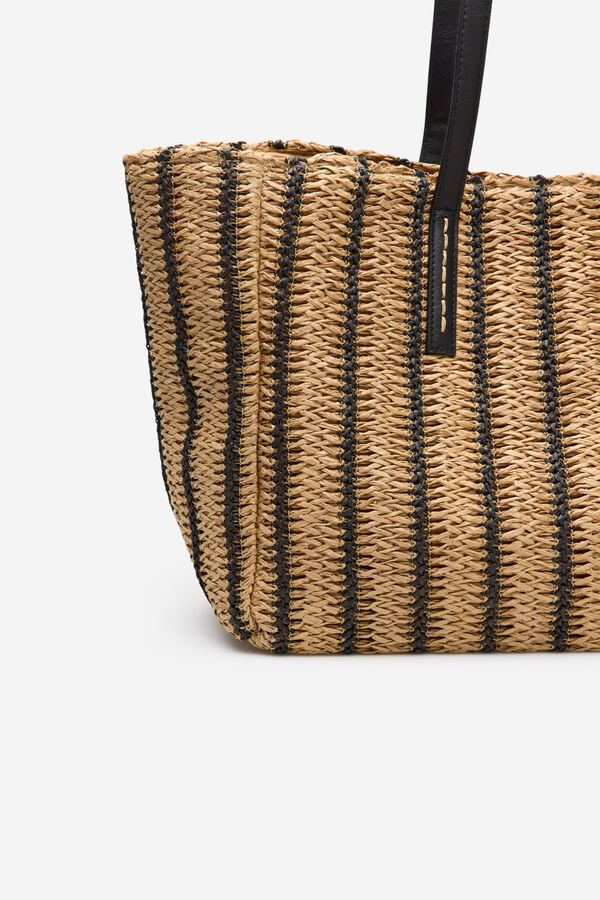 Cortefiel Bolsa shopper estampado de rayas Estampado marr&oacute;n