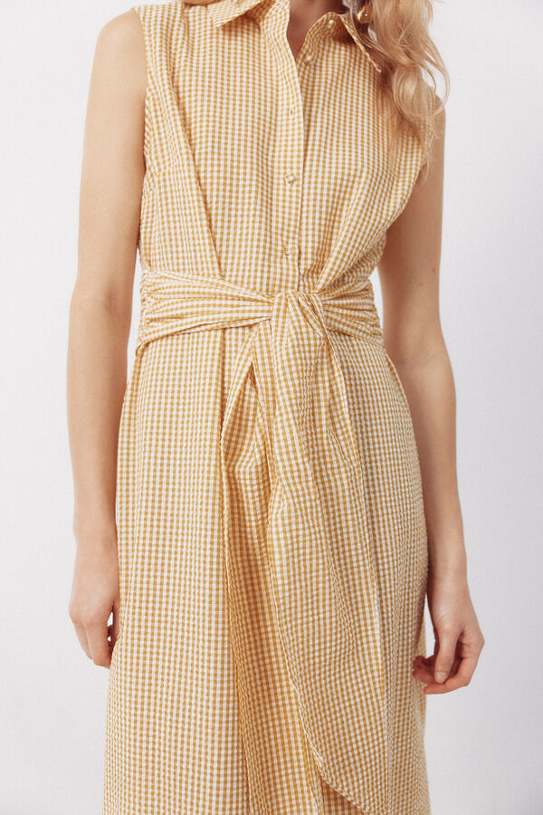 Cortefiel Vestido camisero vichy Estampado amarillo