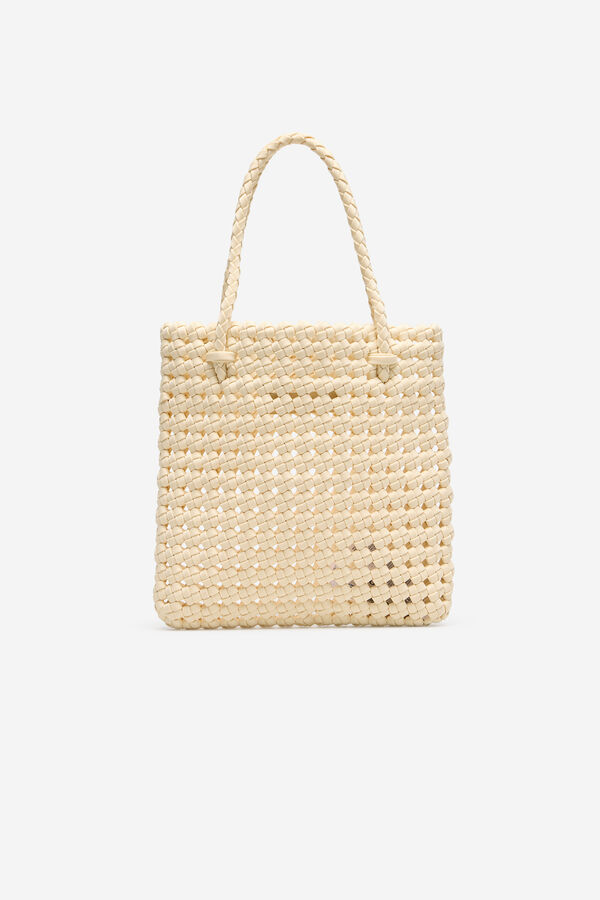 Cortefiel Bolsa de mano trenzada Marfil