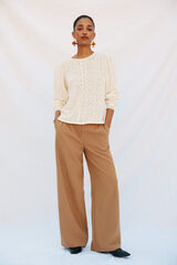 Cortefiel Top r&uacute;stico con puntillas Marfil