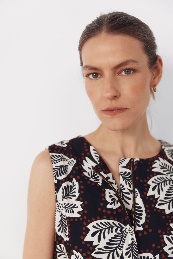 Cortefiel Jumpsuit con cintur&oacute;n Estampado marr&oacute;n