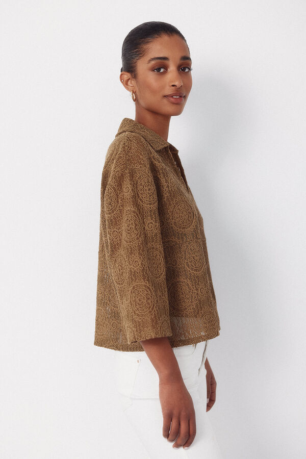 Cortefiel Polo r&uacute;stico bordado Kaki