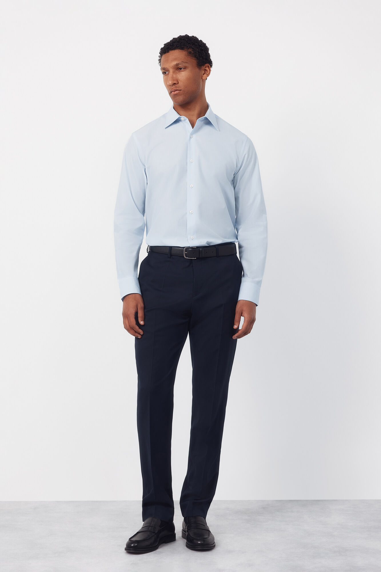 Cortefiel Camisa vestir lisa algod&oacute;n tencel