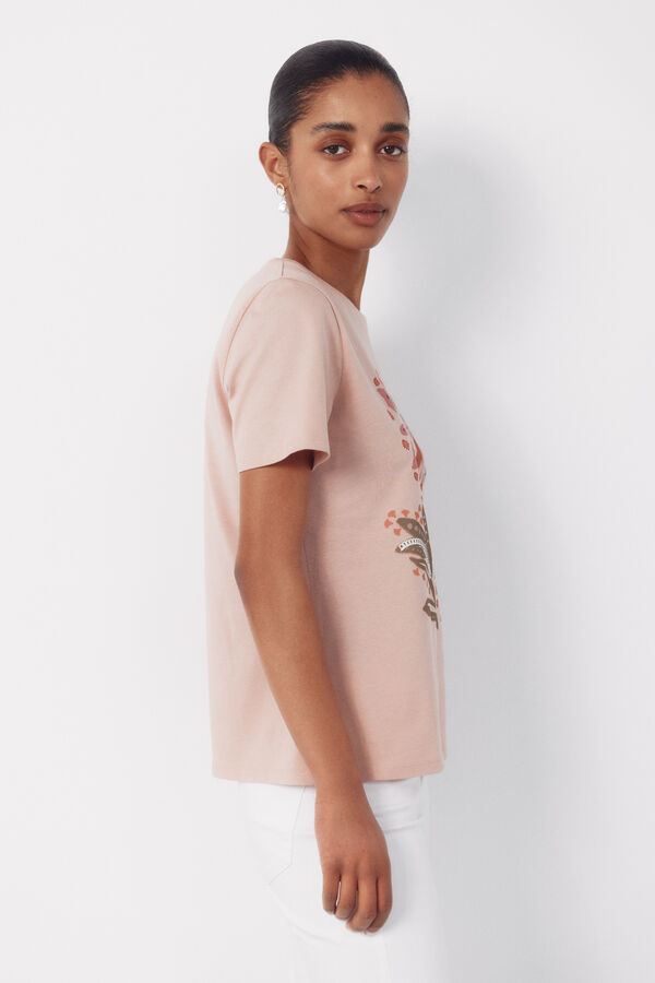 Cortefiel Playera estampada Rosa