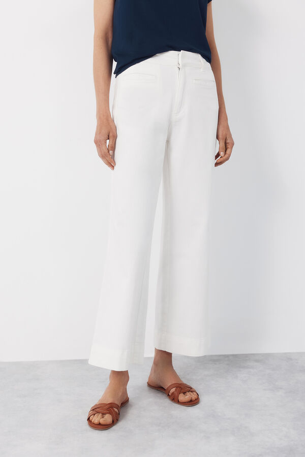 Cortefiel Pantalones con ribete Blanco