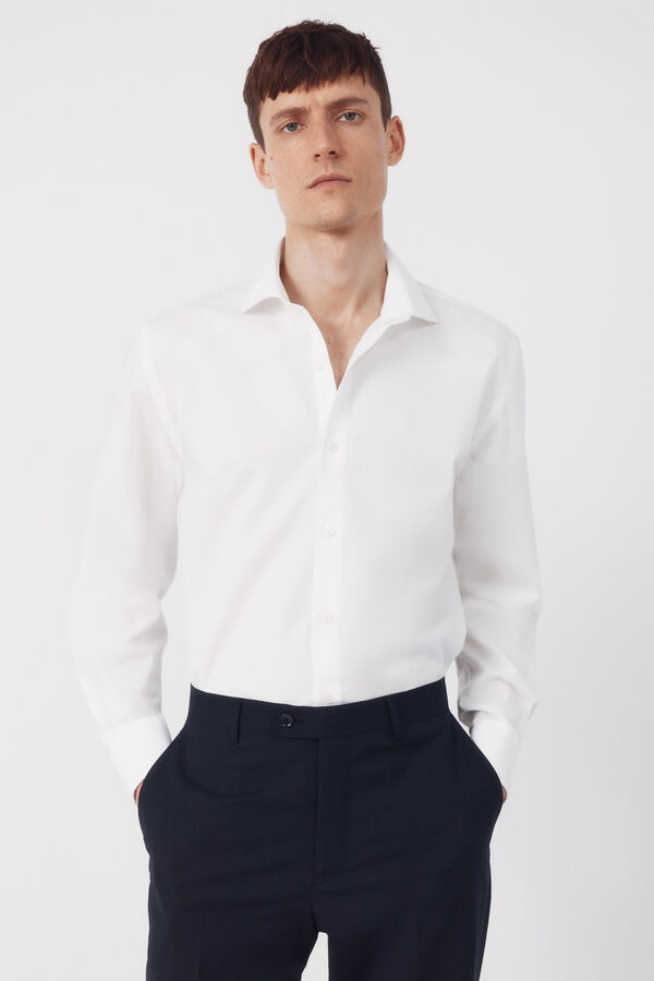 Cortefiel Camisa vestir otom&aacute;n slim fit f&aacute;cil plancha Blanco