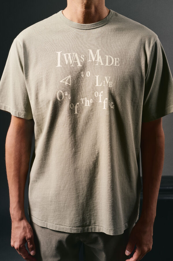 OOTO Camiseta gr&aacute;fica lavada Kaki