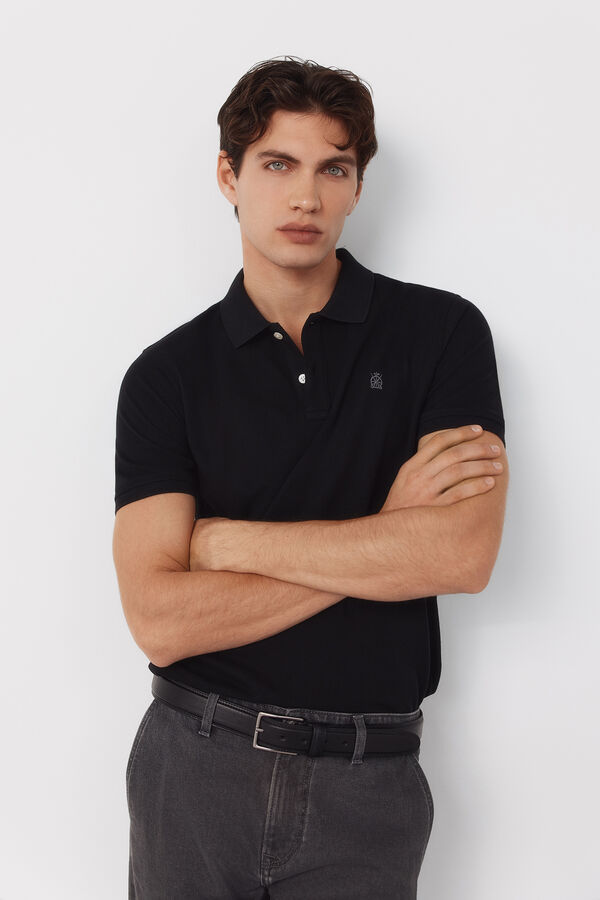 Cortefiel Polo b&aacute;sico piqu&eacute; slim Negro