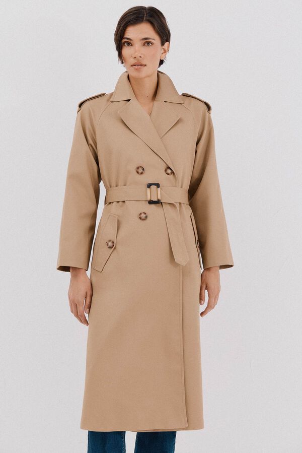 Cortefiel Gabardina larga Beige