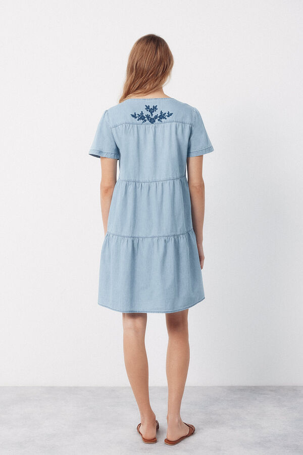 Cortefiel Vestido de mezclilla bordado Azul oscuro