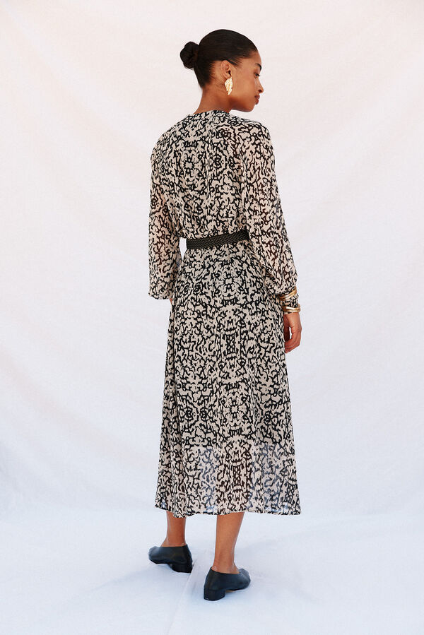 Cortefiel Vestido estampado de cuello solapa Multicolor