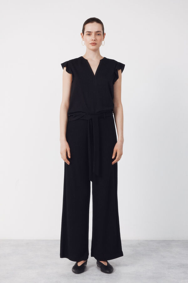 Cortefiel Pantal&oacute;n de punto r&uacute;stico Negro