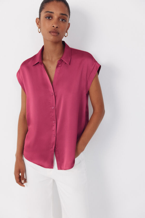 Cortefiel Camisa satinada Fucsia