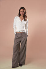 Slowlove Pantal&oacute;n recto con pinzas Gris