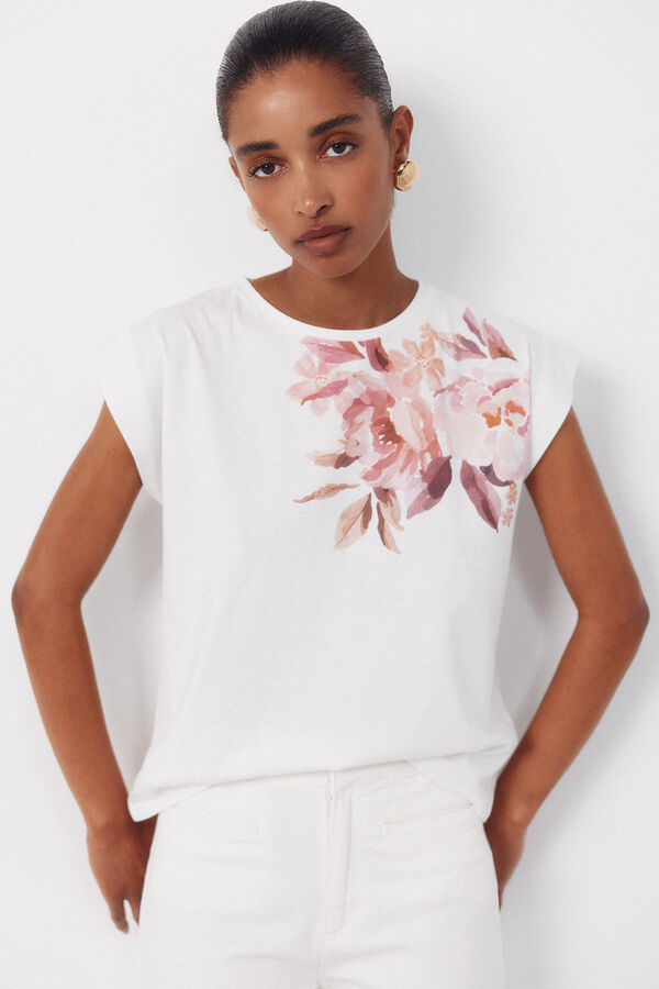 Cortefiel Playera estampada Estampado blanco