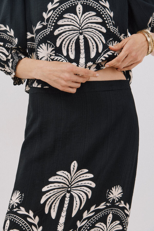 Cortefiel Falda recta estampada Estampado blanco