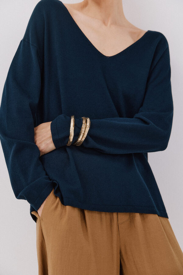 Cortefiel Su&eacute;ter escote en pico Azul marino