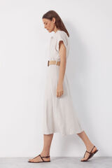 Cortefiel Vestido lino Estampado blanco