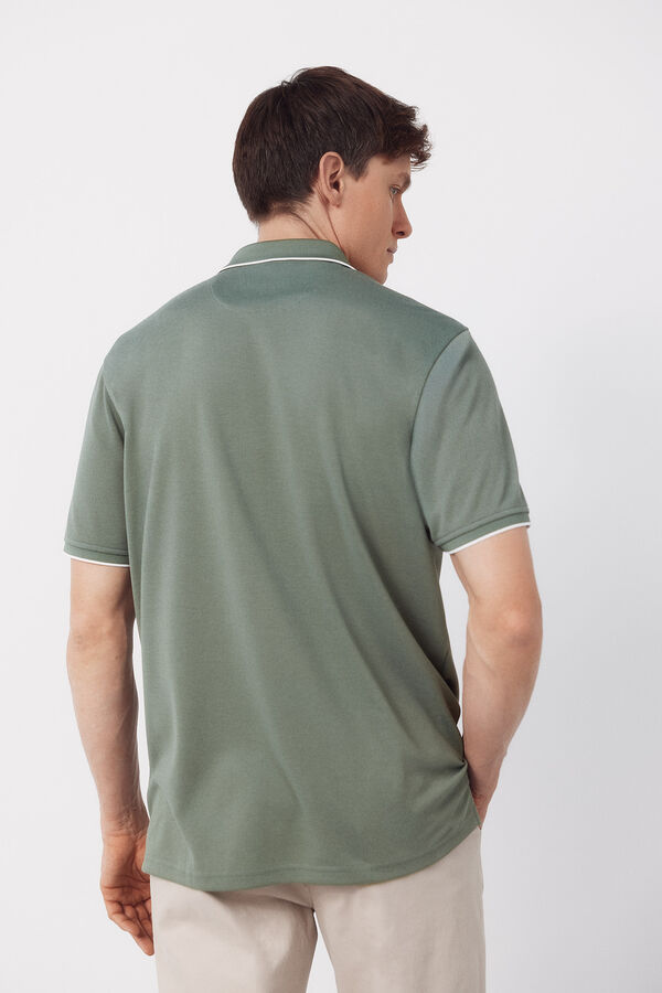 Cortefiel Polo COOLMAX&reg; cuello jacquard Kaki