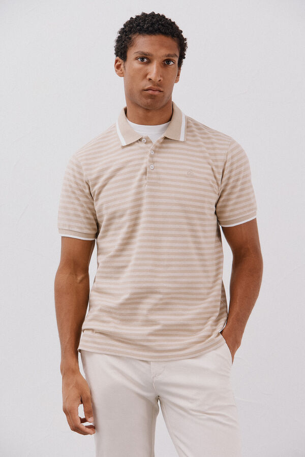 Cortefiel Polo rayas oxford Beige