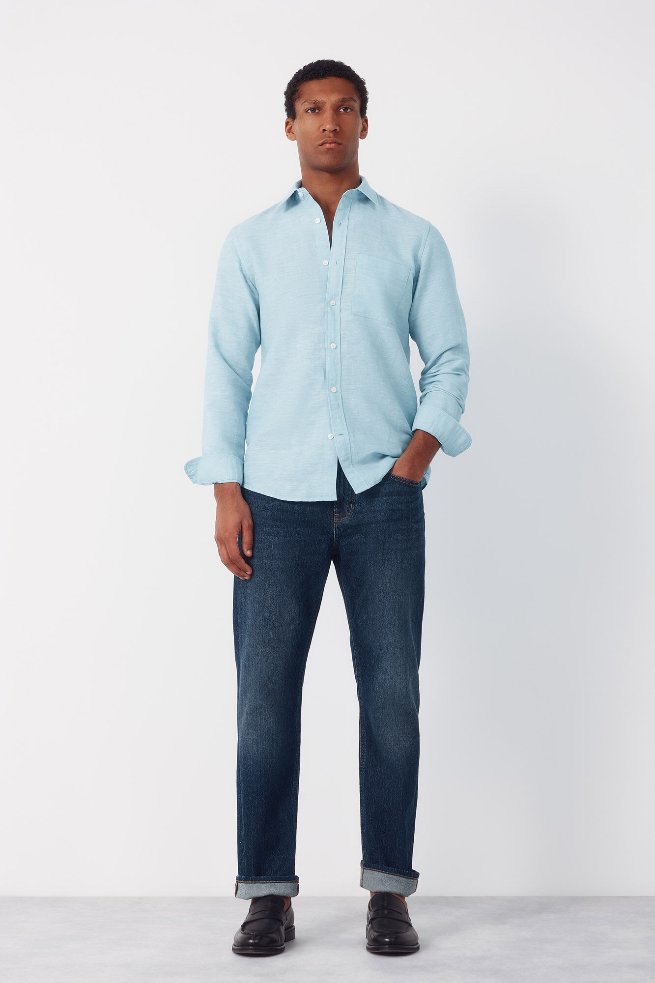 Cortefiel Camisa lino algod&oacute;n liso