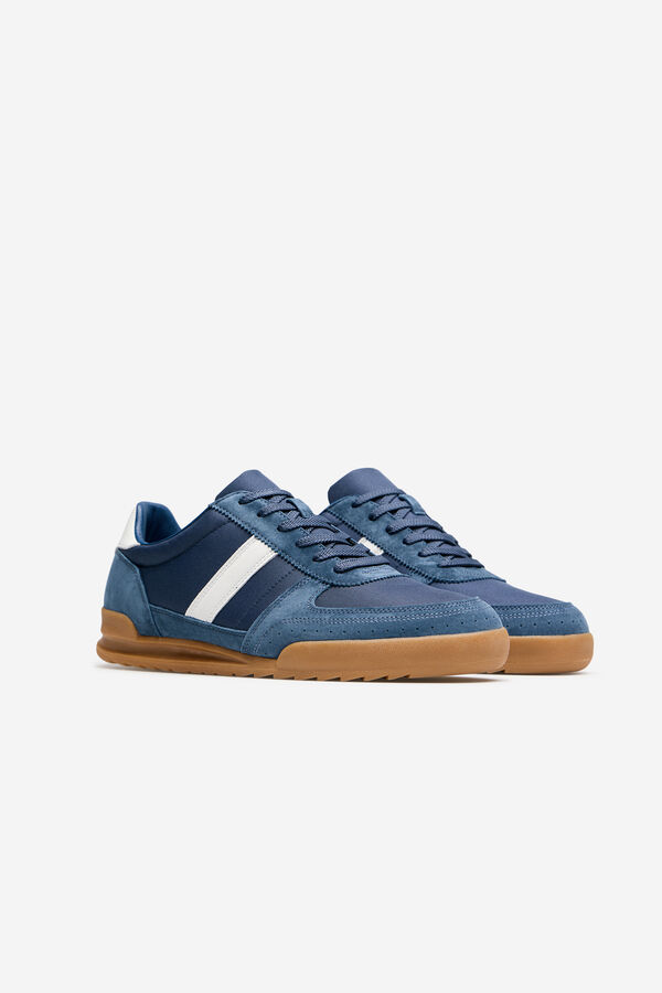 Cortefiel Zapatilla piel y textil Azul