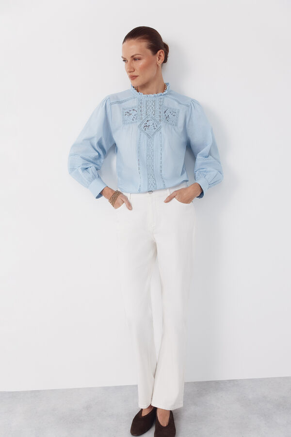 Cortefiel Blusa bordada Azul