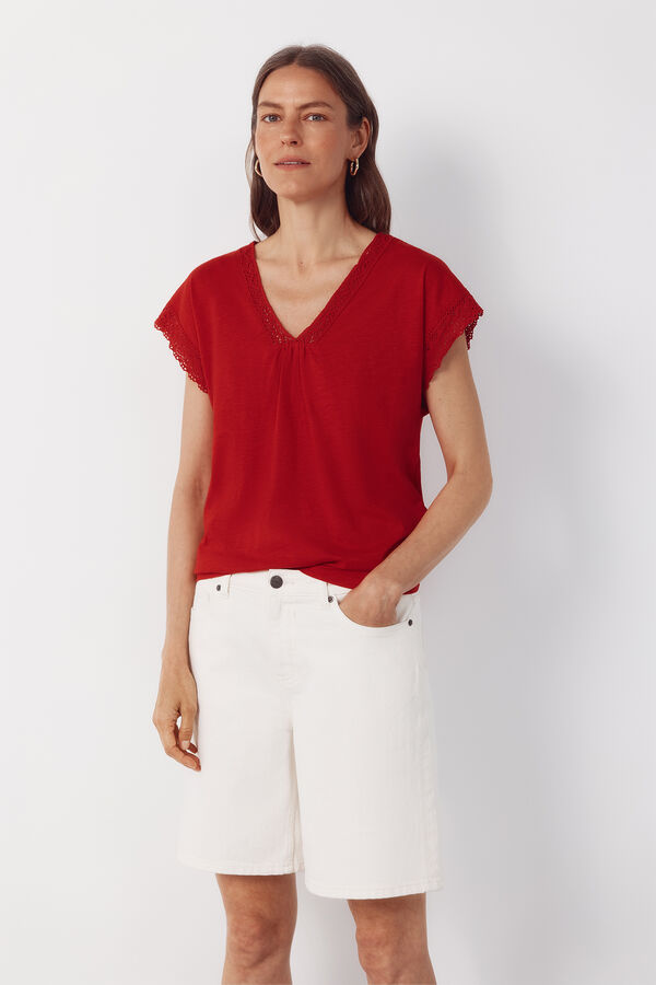 Cortefiel Playera slub pasamaner&iacute;a Rojo