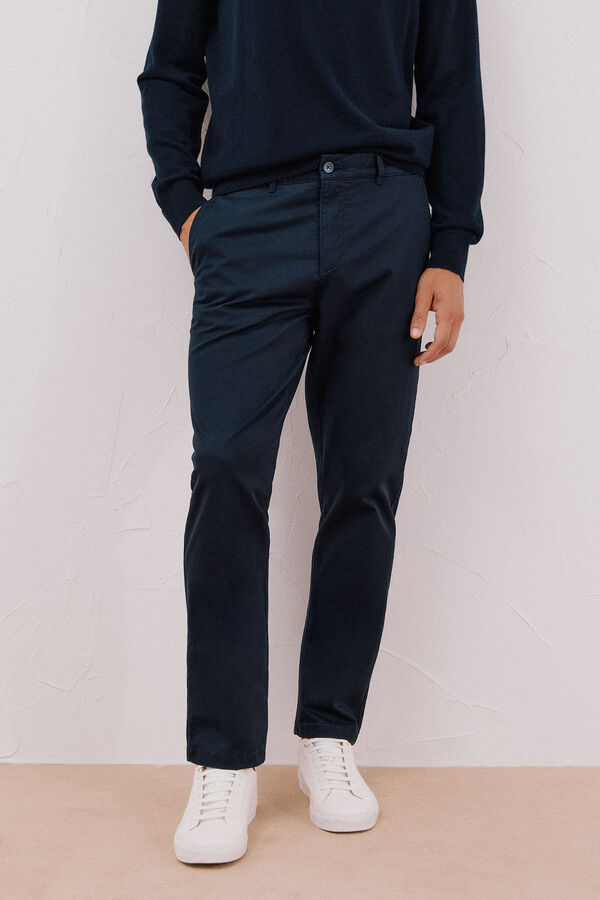 Cortefiel Pantal&oacute;n chino ligero regular fit Azul marino
