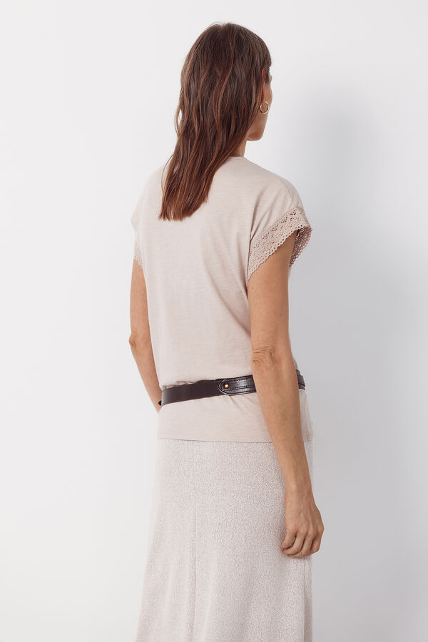 Cortefiel Playera slub pasamaner&iacute;a Beige