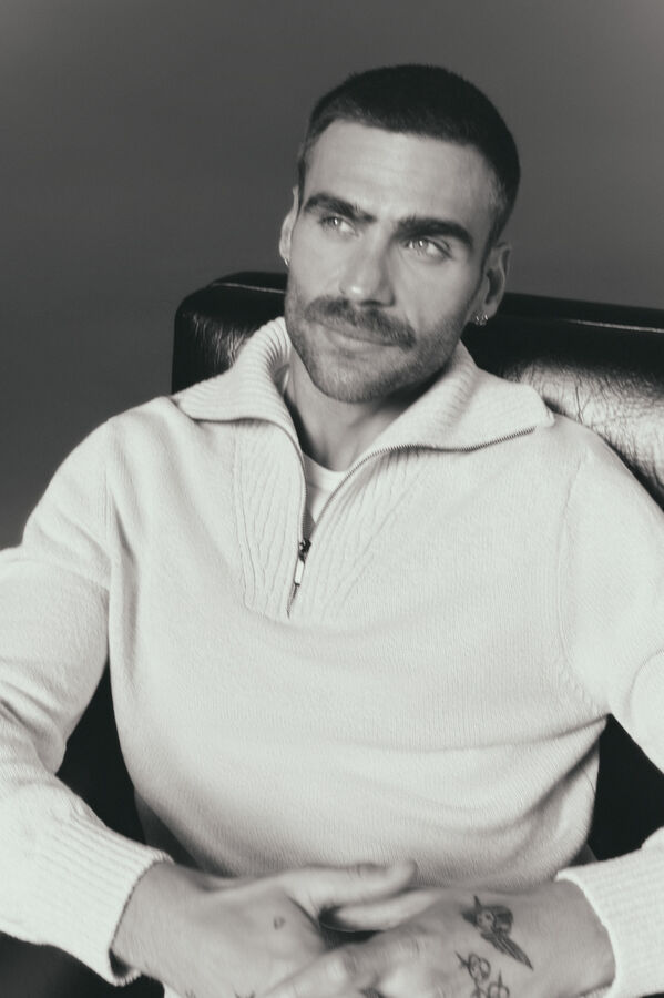 OOTO Jersey cuello polo cremallera algod&oacute;n Beige