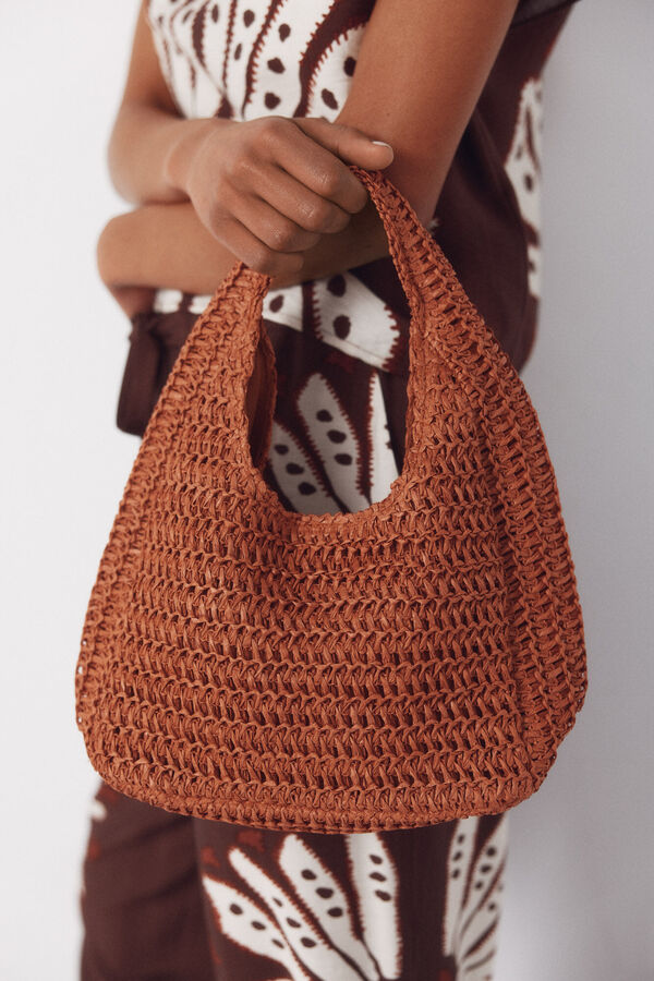Cortefiel Bolsa hobo trenzada Naranja