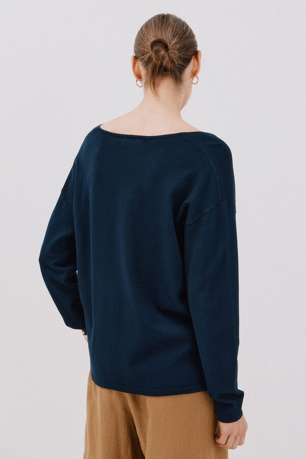 Cortefiel Su&eacute;ter escote en pico Azul marino