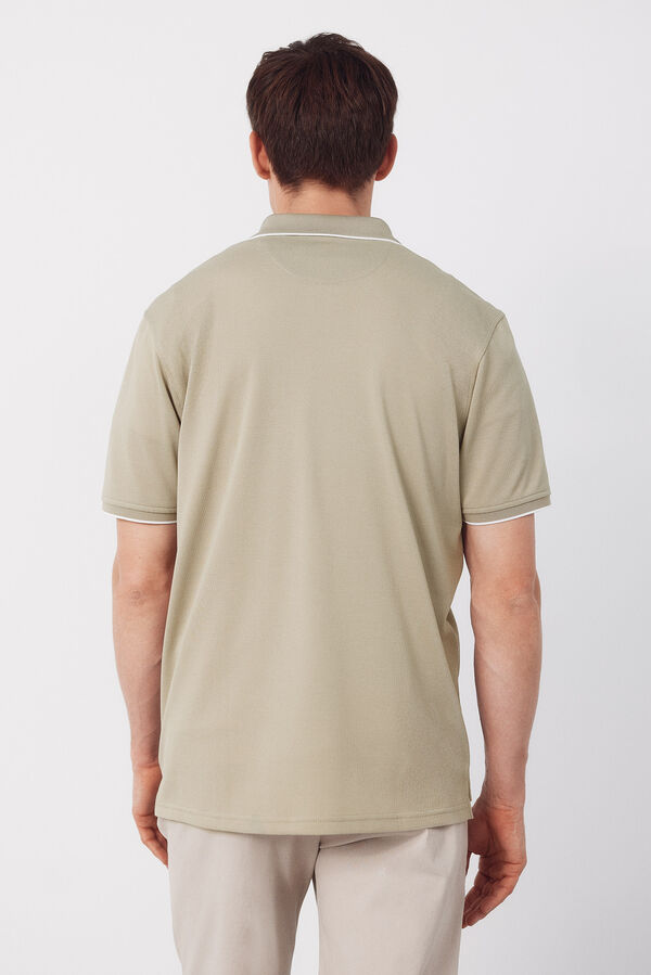 Cortefiel Polo COOLMAX&reg; cuello jacquard Beige