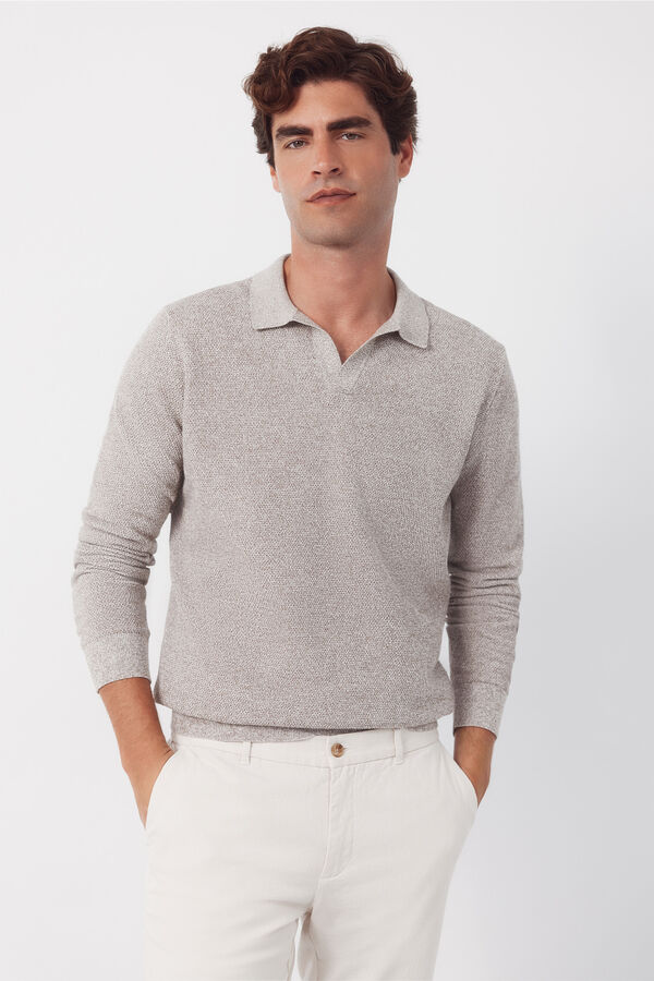 Cortefiel Jersey polo manga larga torzal Beige