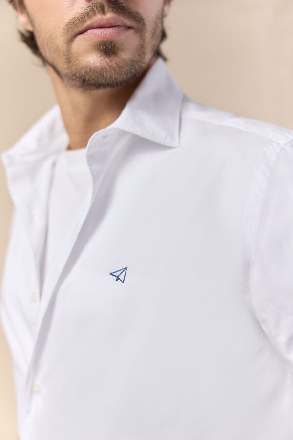 OOTO Camisa popel&iacute;n manga larga Blanco