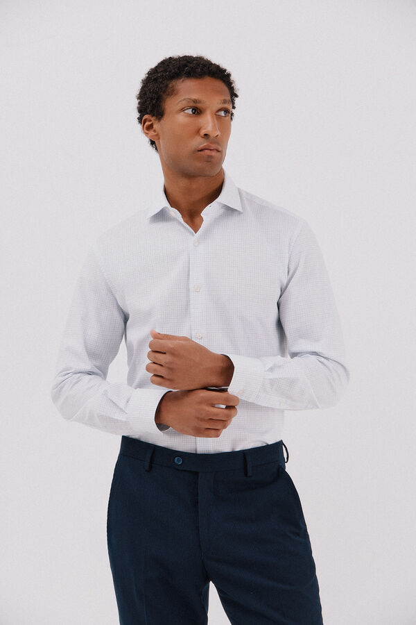 Cortefiel Camisa de vestir a cuadros f&aacute;cil plancha Estampado blanco